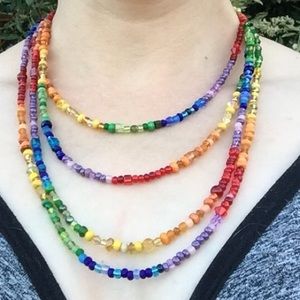 Colorful glass bead 4-strand necklace